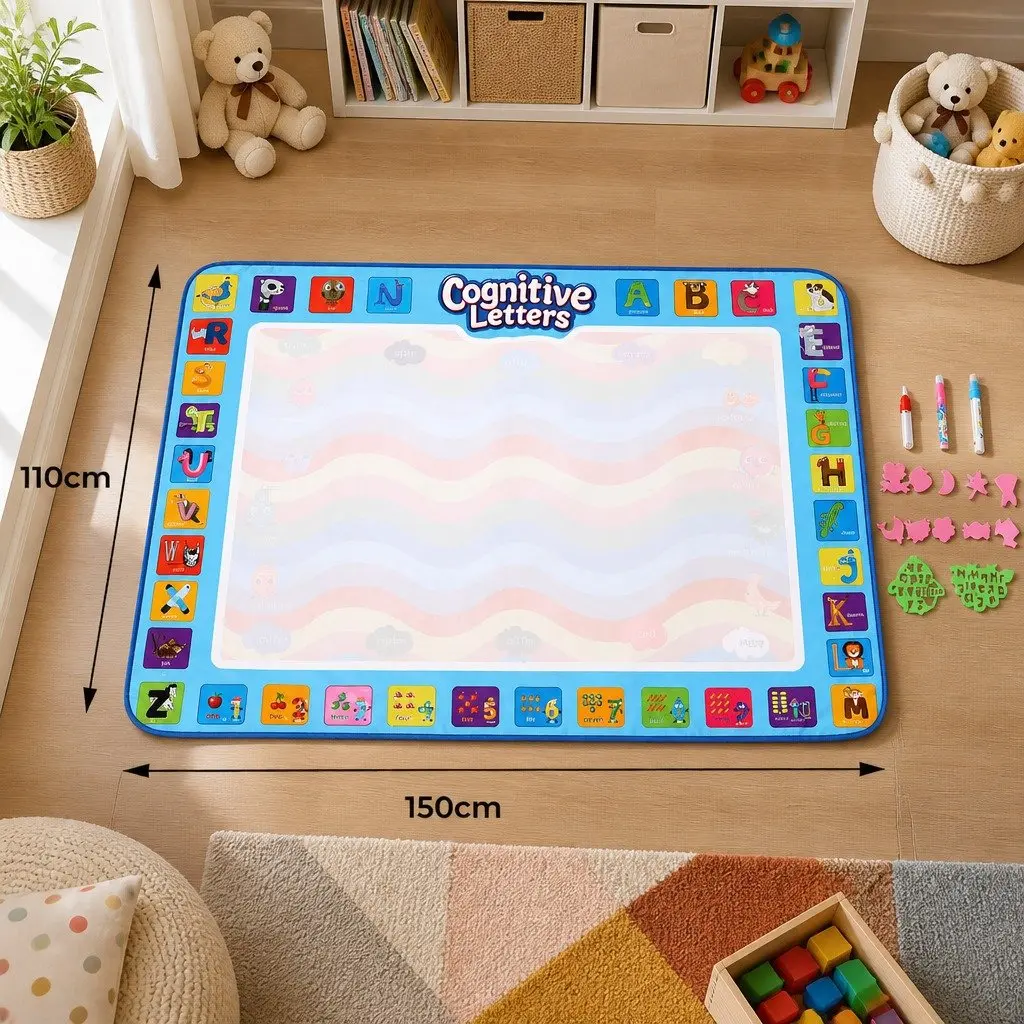 Kids Water Doodle Mat Reusable Drawing Board 150cm x 110cm Multi-colour