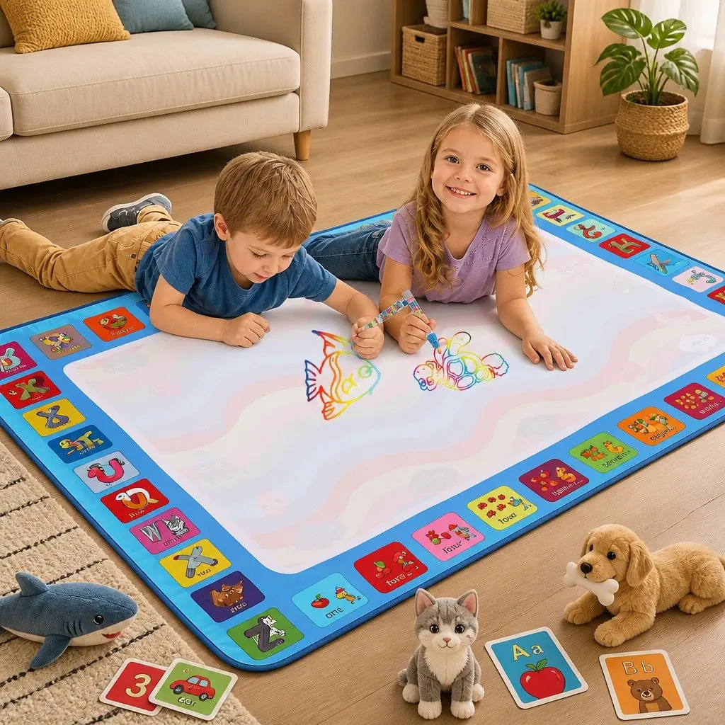 Kids Water Doodle Mat Reusable Drawing Board 150cm x 110cm Multi-colour
