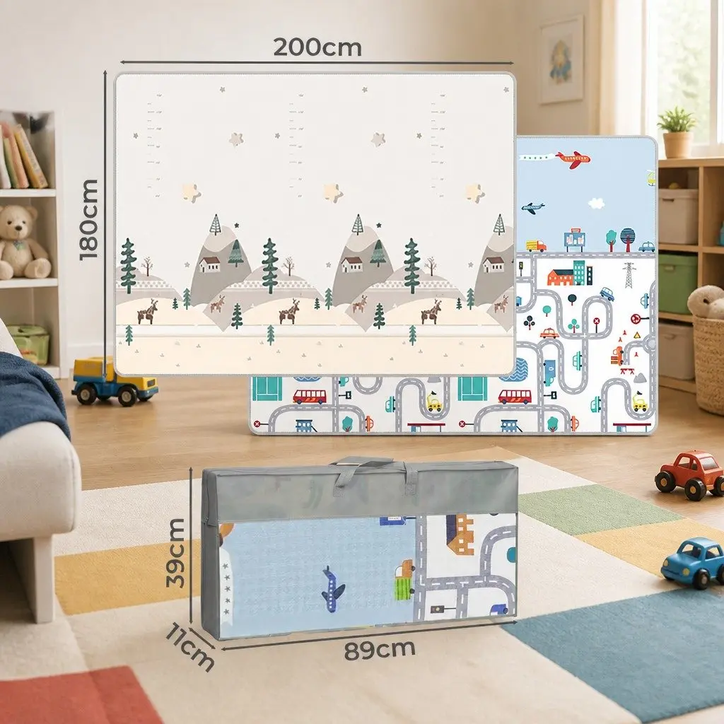 Kids Play Mat Tummy Time Activity 180cm x 200cm Multi-coloured