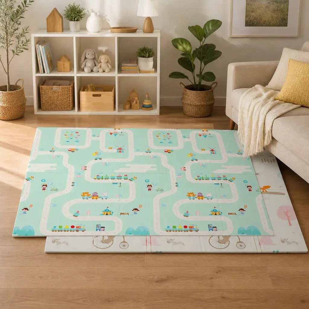 Kids Play Mat Baby Crawling Pad Foam Double-Sided Foldable Activity Mat