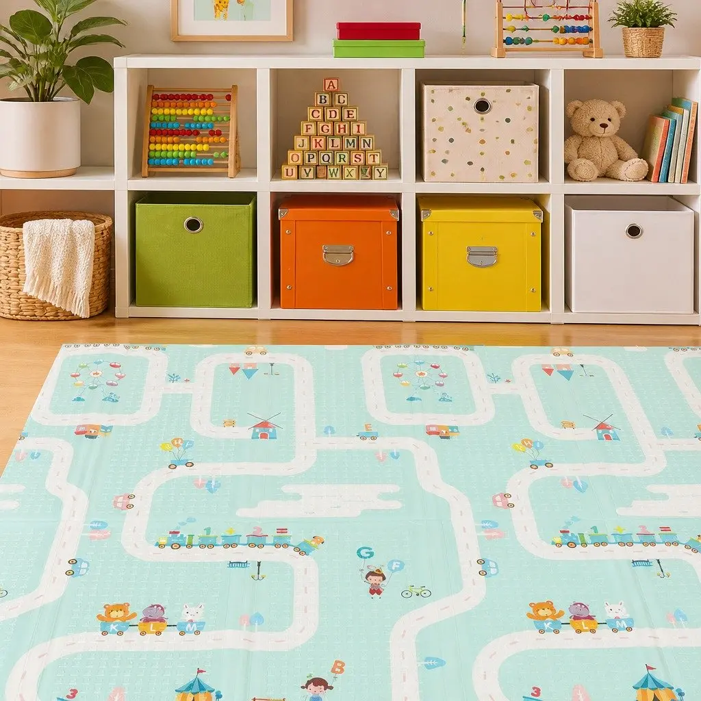 Kids Play Mat Double-Sided Foam Crawling Pad 180cm x 200cm Multi-coloured