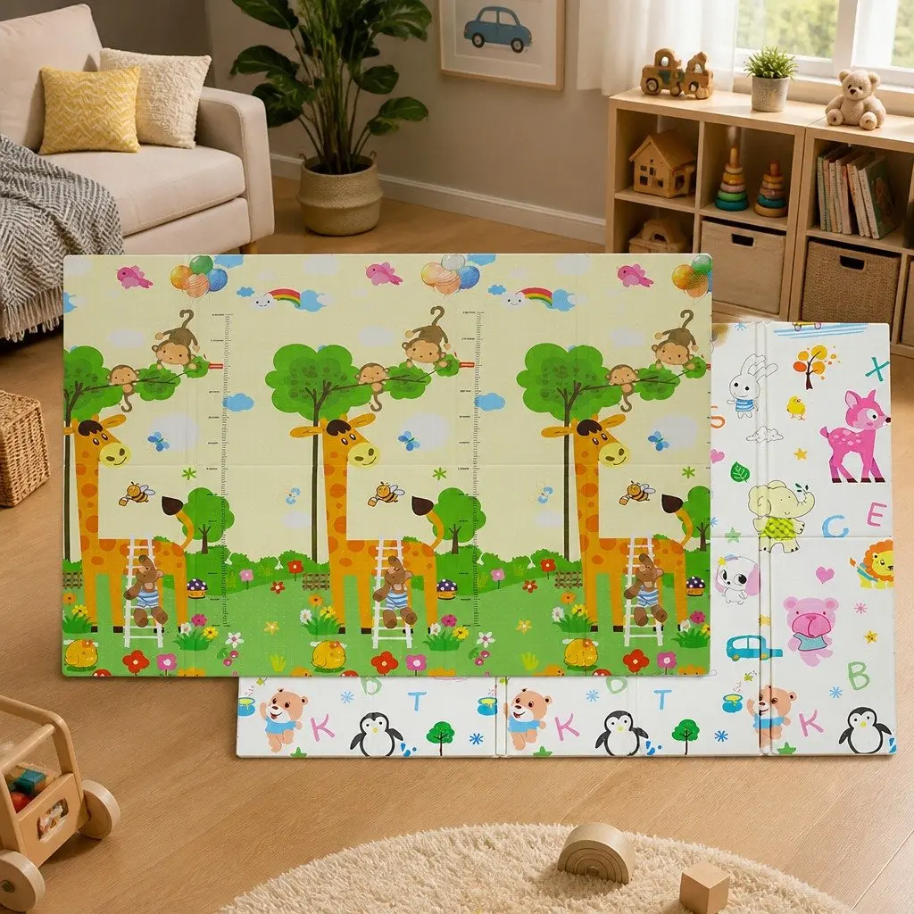 Kids Play Mat Foam Crawling Pad Double-Sided Activity Tummy Time 180cm x 200cm Multi-Coloured