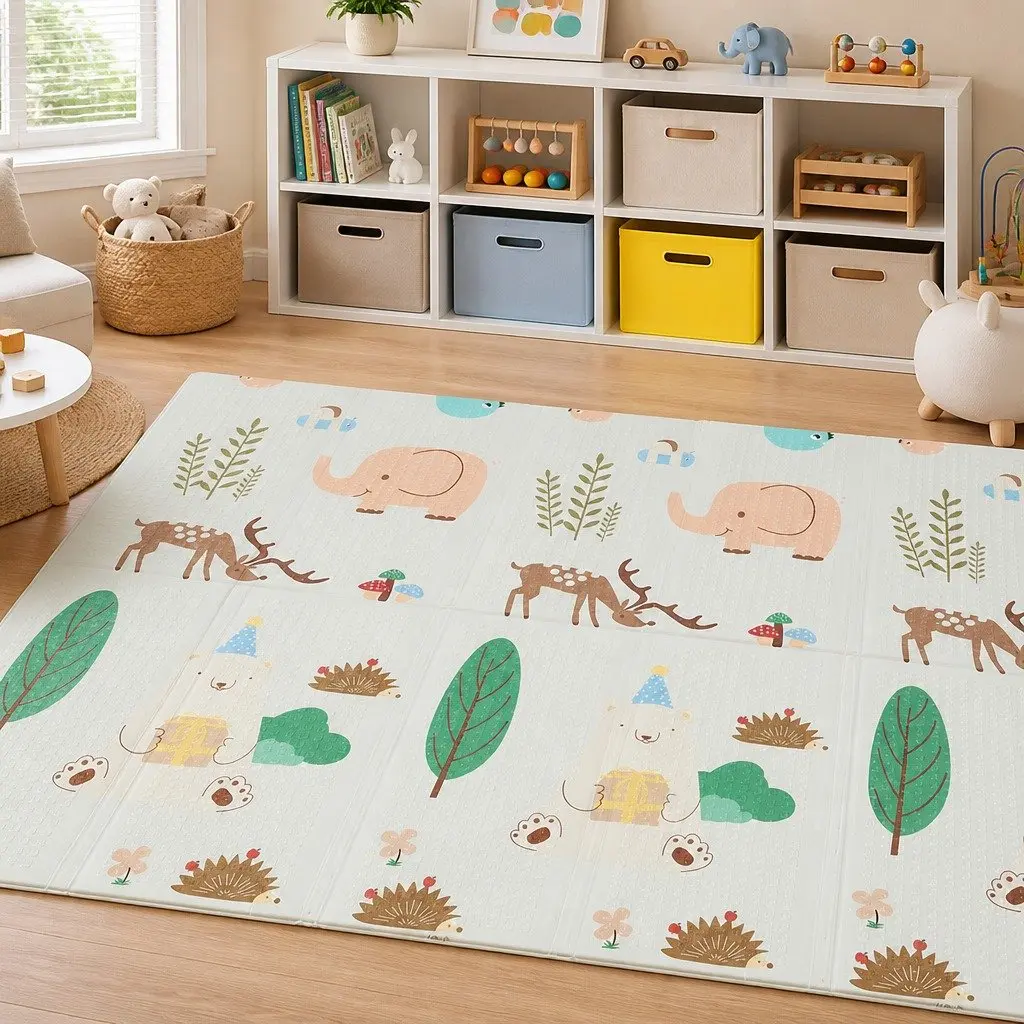 Kids Play Mat Foam Double-Sided Foldable Activity Tummy Time 180cm x 200cm Multi-coloured