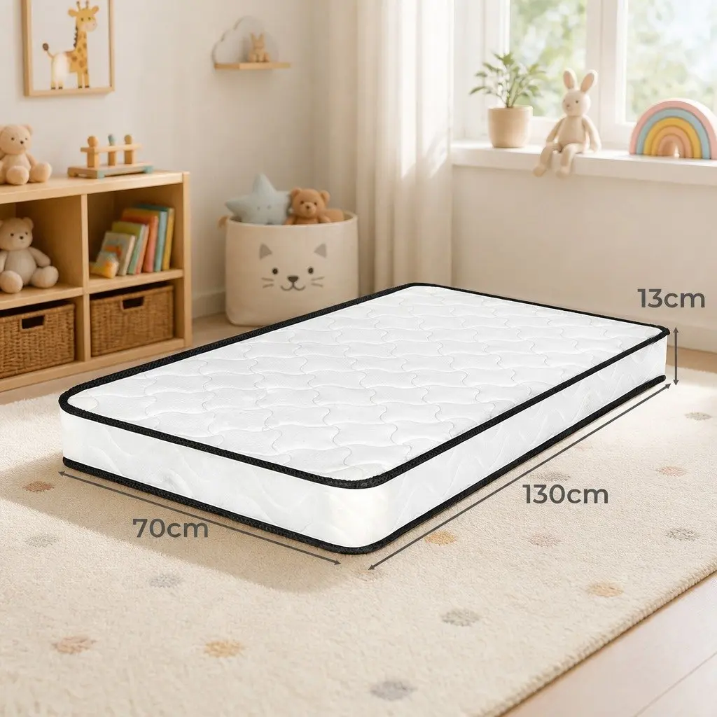 Baby Cot Mattress Firm Support Reversible 70cm x 130cm White