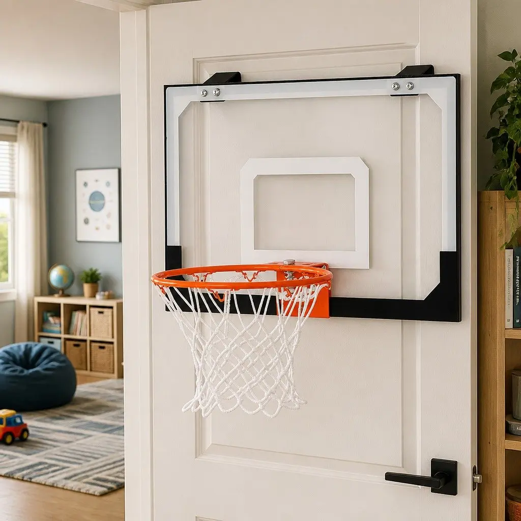 Mini Basketball Hoop Indoor Kids Game Over Door Portable 45cm White Black