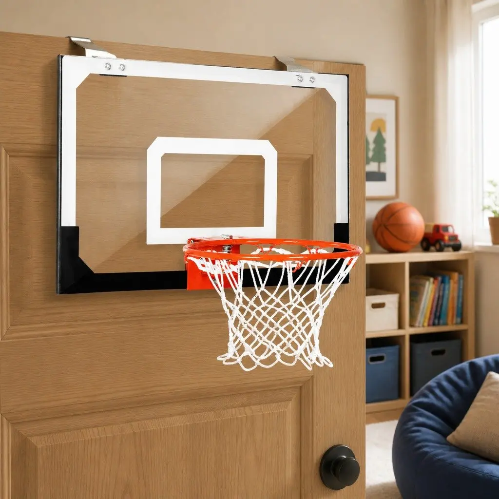 Mini Basketball Hoop Indoor Kids Game Over Door Portable 45cm White Black