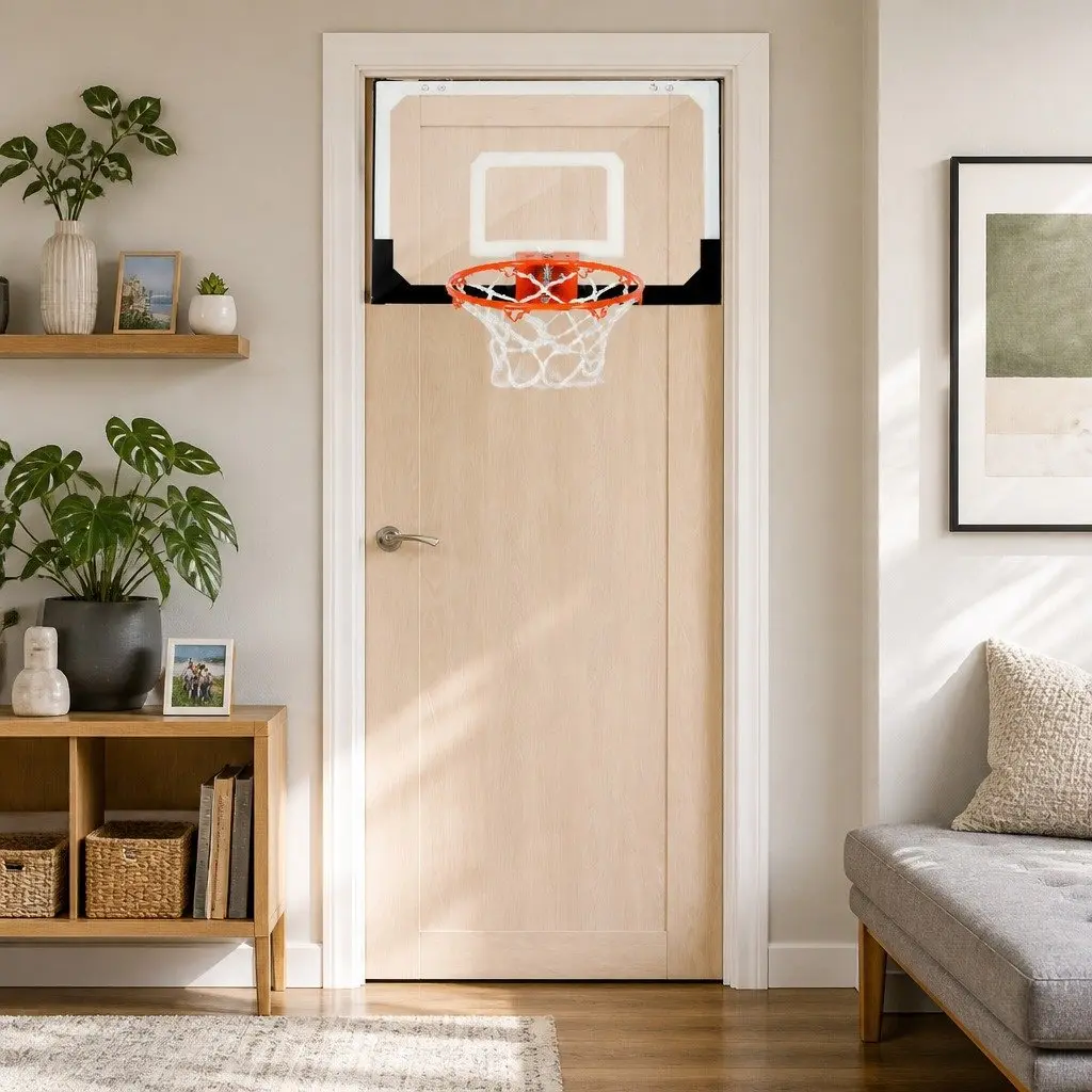 Mini Basketball Hoop Indoor Kids Game Over Door Portable 45cm White Black