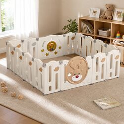 Kids Playpen Baby Safety Gate 16 Panels Foldable Indoor Outdoor Toddler