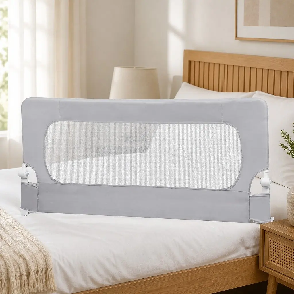 Adjustable Kids Bed Rail Safety Guard Medium Folding Barrier Breathable Mesh