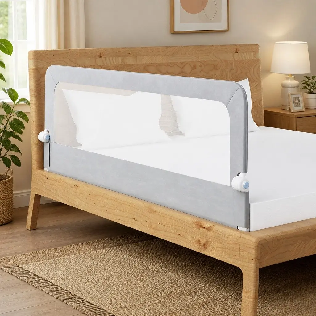 Adjustable Kids Bed Rail Safety Guard Medium Folding Barrier Breathable Mesh