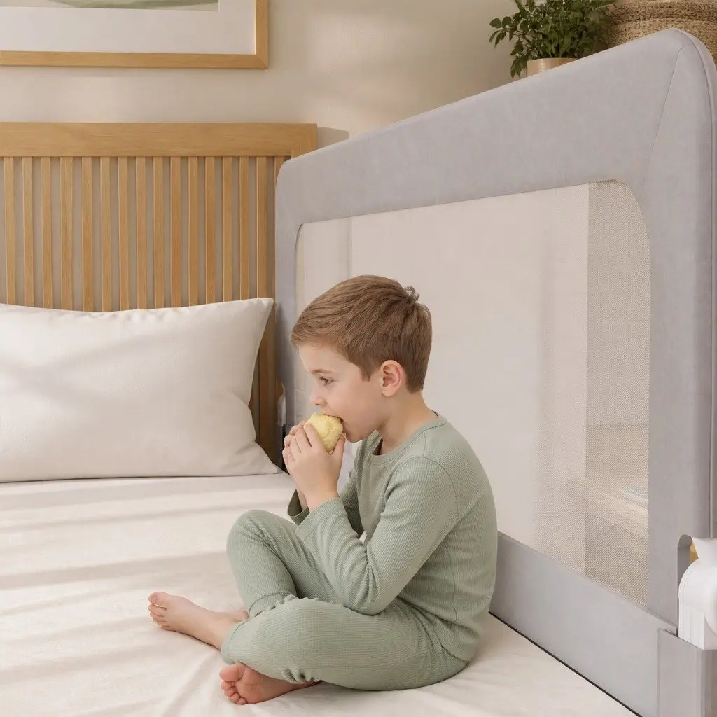 Adjustable Kids Bed Rail Safety Guard Medium Folding Barrier Breathable Mesh