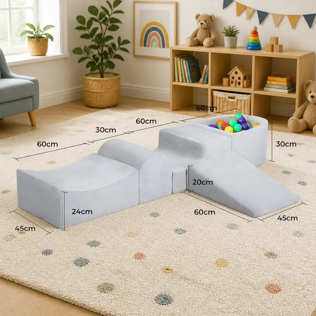 Foam Play Set Ball Pit Kids Indoor Playground Soft Climb Activity Blocks Grey