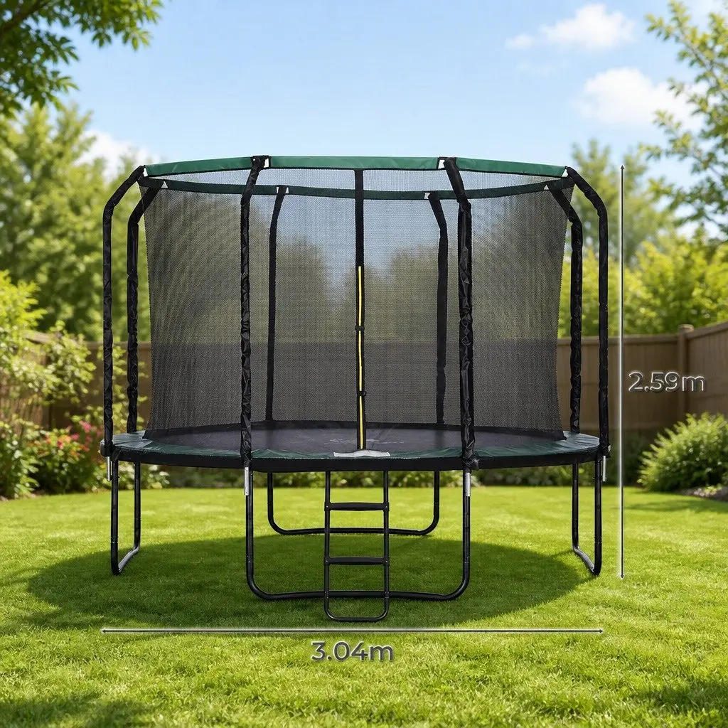 Round Trampoline 10FT Outdoor Jumping Mat with Safety Net Black
