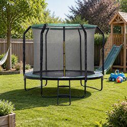 Safe Round Trampoline with Ladder for Family Enjoyment