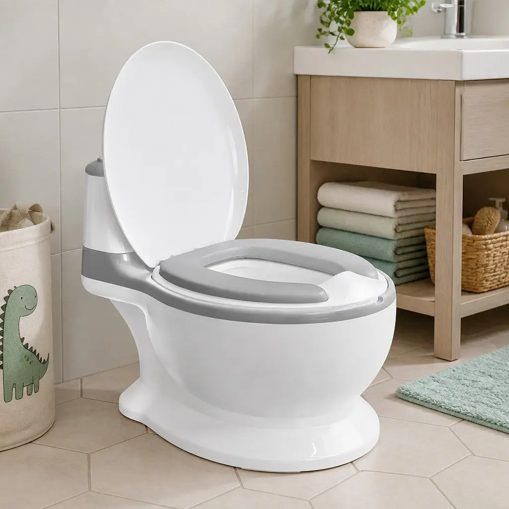 Kids Potty Trainer Seat Toilet Training Chair Removable Bucket Grey