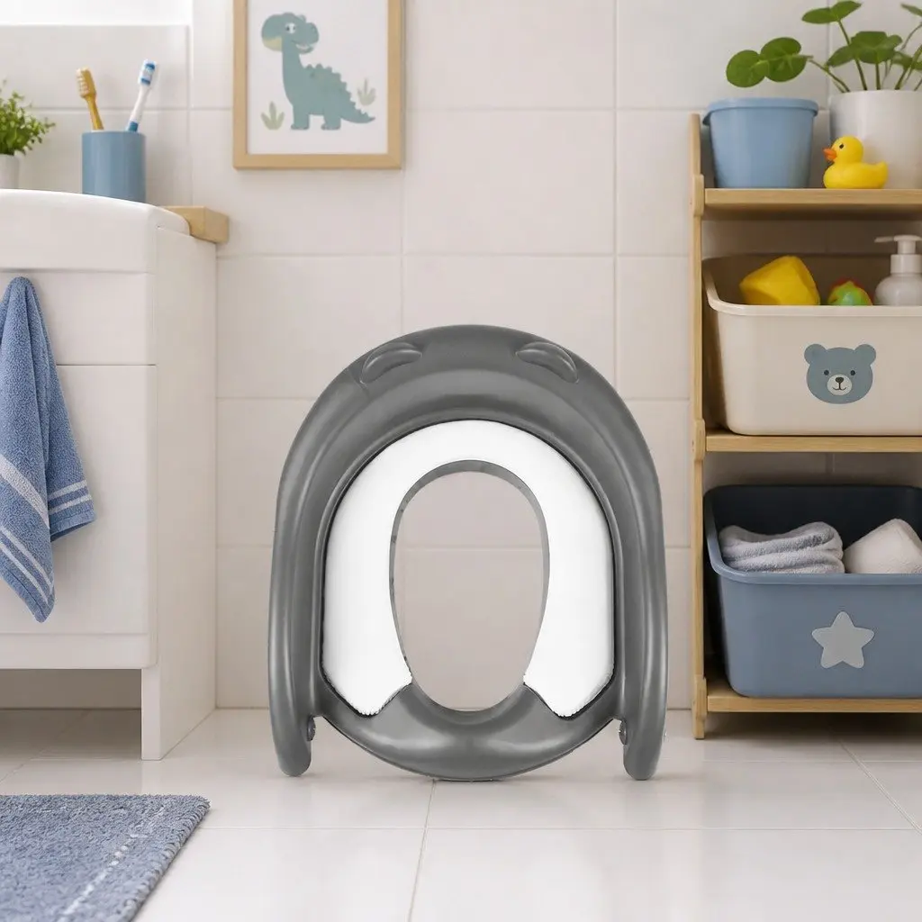 Kids Toilet Ladder Step Stool Seat Foldable Potty Training Toddler Grey