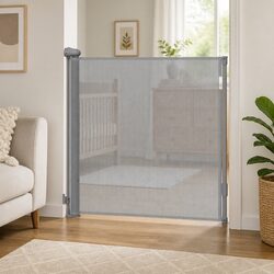 Reliable Grey Mesh Baby Safety Gate for Peace of Mind