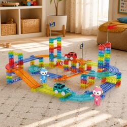 Kids Magnetic Tiles Building Blocks Set Educational Dinosaur Theme Toy Tiles