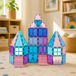 Kids Magnetic Tiles Blocks 100 Pieces Building Toy Set Educational Construction