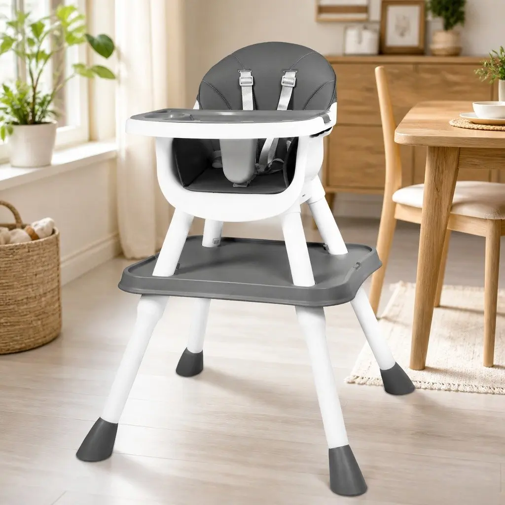 Baby High Chair 8-In-1 Convertible Feeding Dining Seat Grey