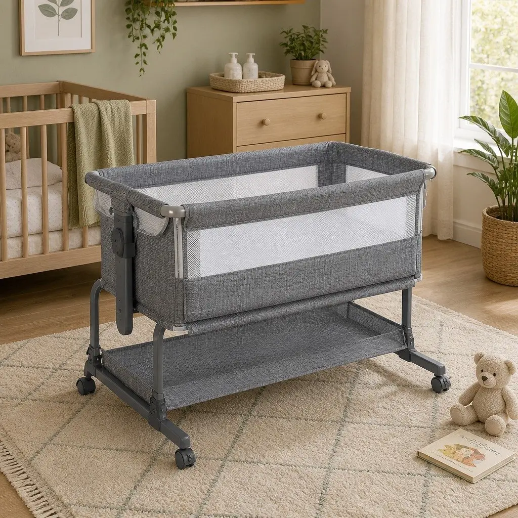 Baby Bassinet Cot Bed Newborn Co-Sleeper Bedside Adjustable Portable with Wheels