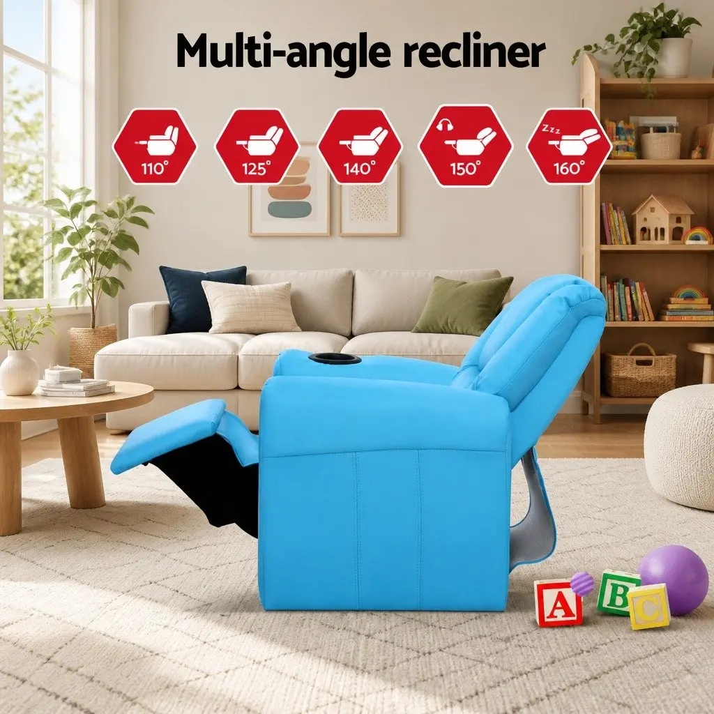 Kids Recliner Chair Relaxing Blue 65 x 42 x 61cm