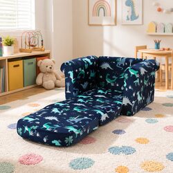 Comfortable Kids Sofa 1 Seater Navy Blue for Home Use