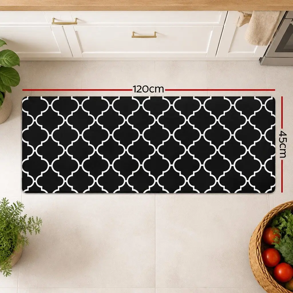 Kitchen Mat 45x120cm Non-slip PVC Floor Rug Cushioning Fatigue Relief Black