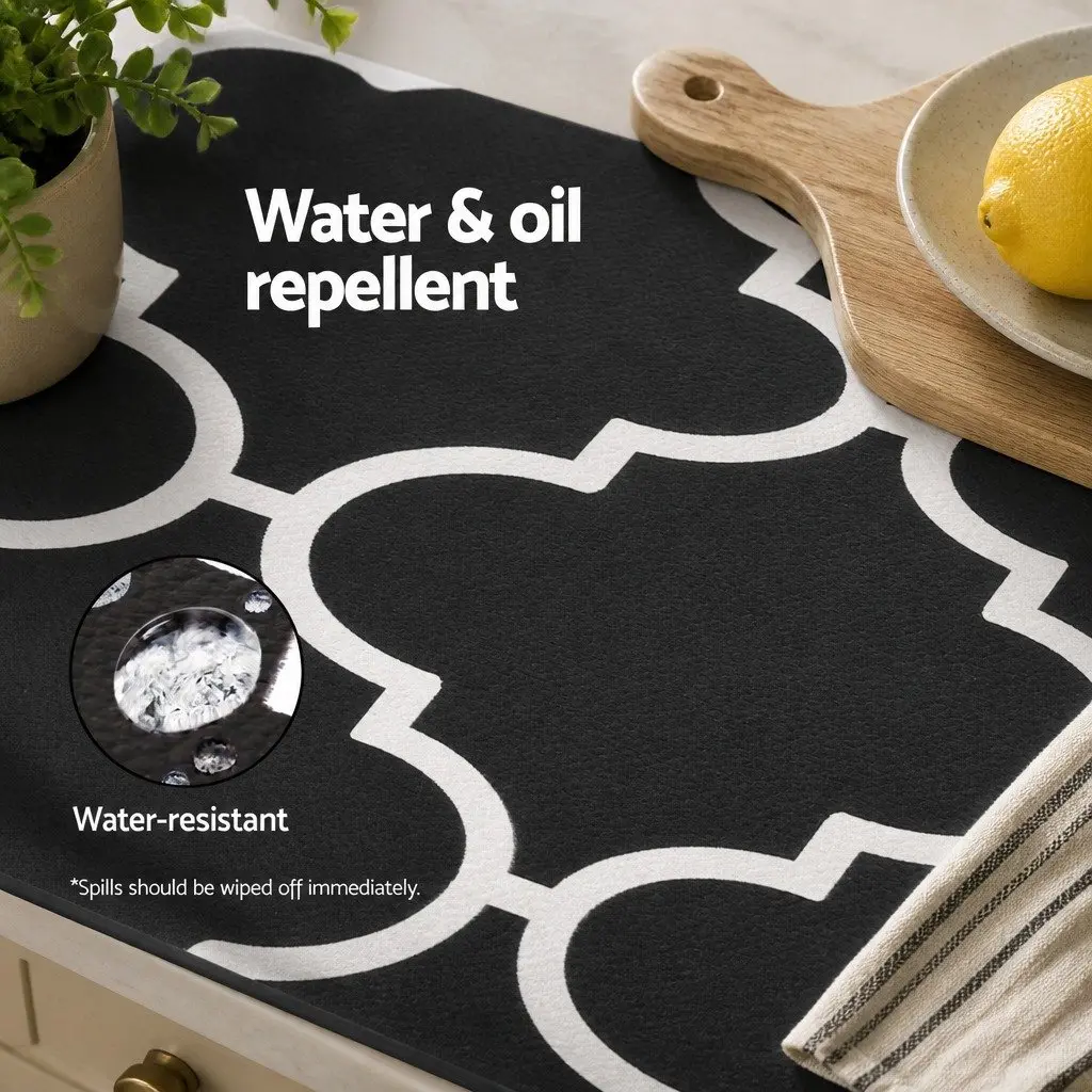 Kitchen Mat 45x120cm Non-slip PVC Floor Rug Cushioning Fatigue Relief Black