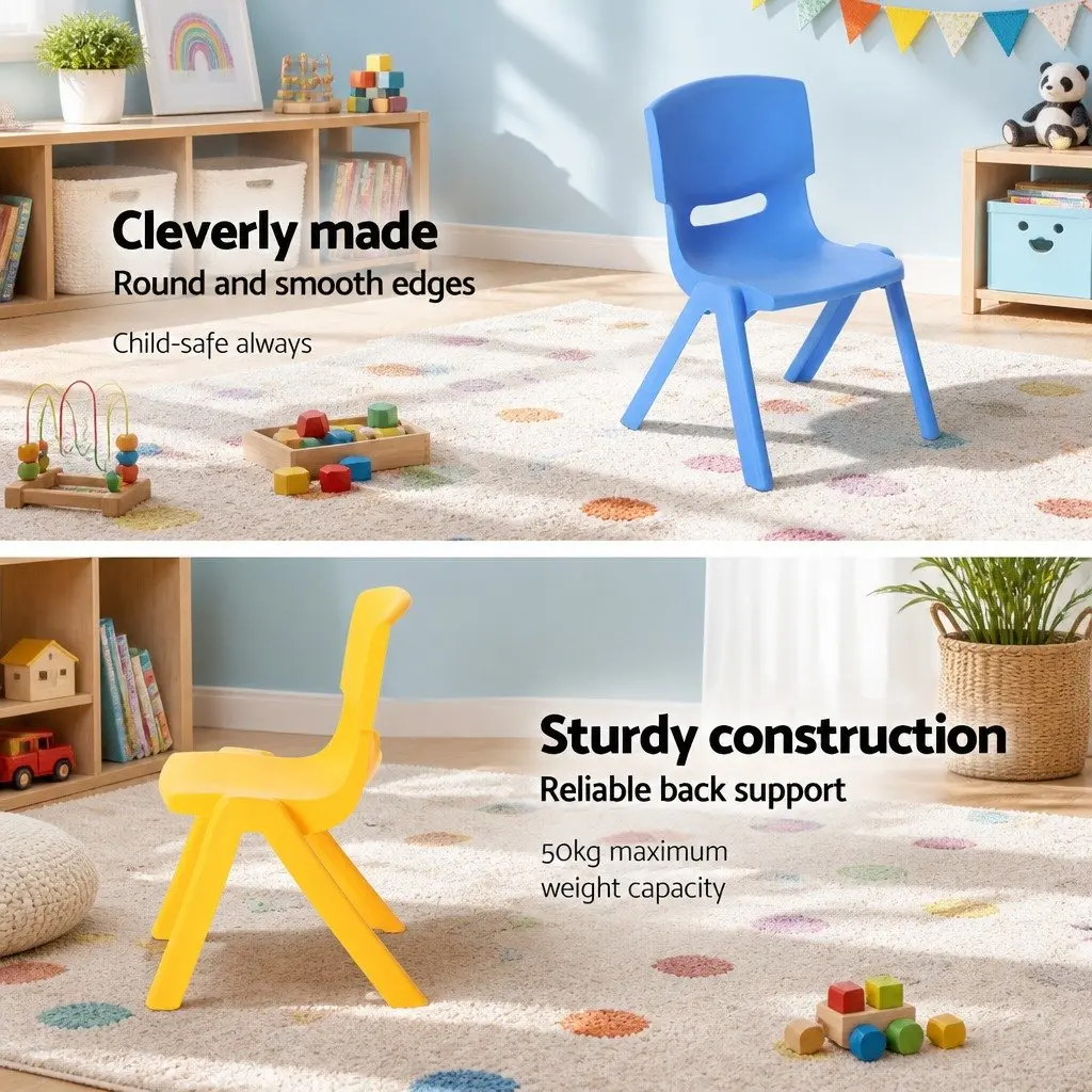 Kids Plastic Chairs Set of 4 Stackable Activity Study Seat Multicoloured Indoor