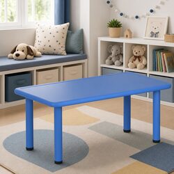 Kids Activity Table Plastic Square Study Desk Indoor Outdoor Play 120x60cm Blue