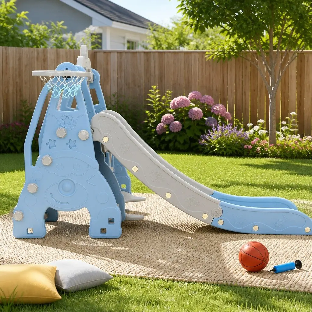 Kids Swing Slide Set Basketball Hoop Outdoor Indoor Playground Equipment Toys