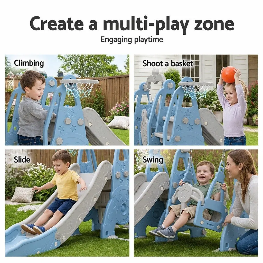 Kids Swing Slide Set Basketball Hoop Outdoor Indoor Playground Equipment Toys