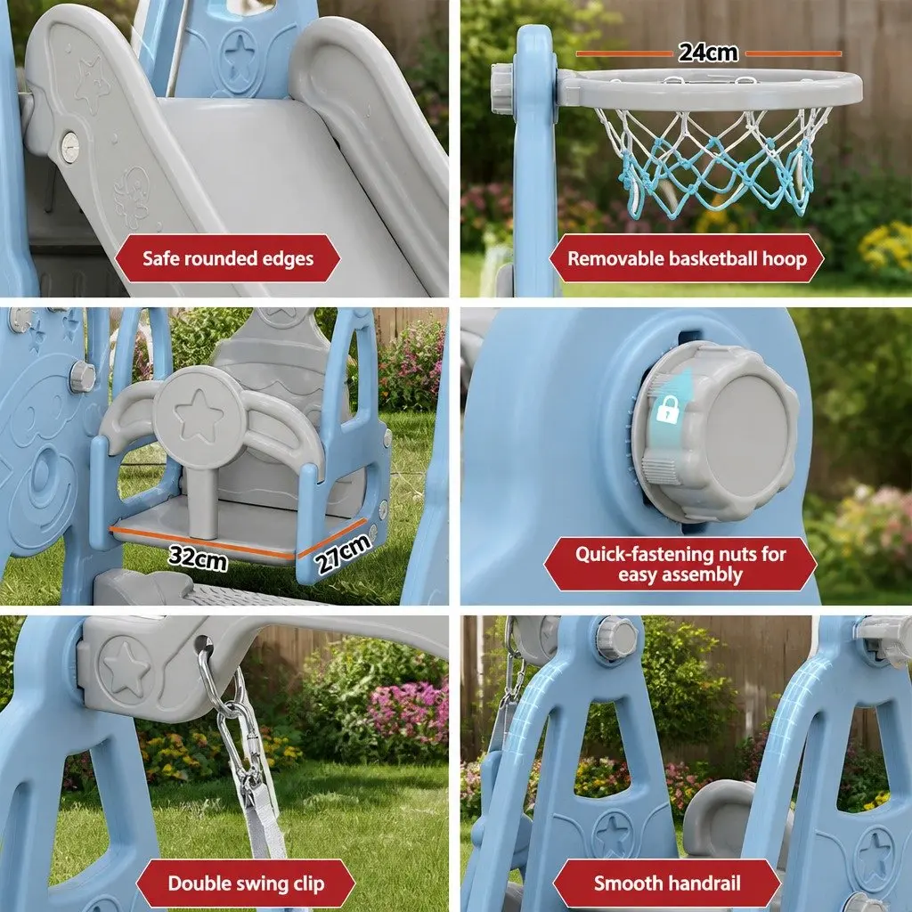 Kids Swing Slide Set Basketball Hoop Outdoor Indoor Playground Equipment Toys