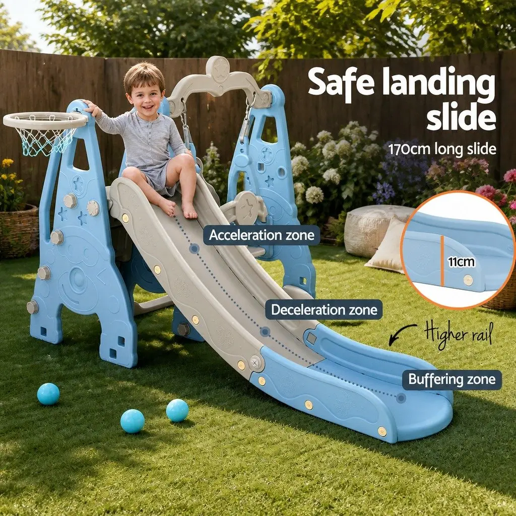 Kids Swing Slide Set Basketball Hoop Outdoor Indoor Playground Equipment Toys