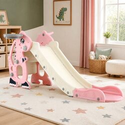 Kids Slide Set with Basketball Hoop, Durable 125cm Dragon Design