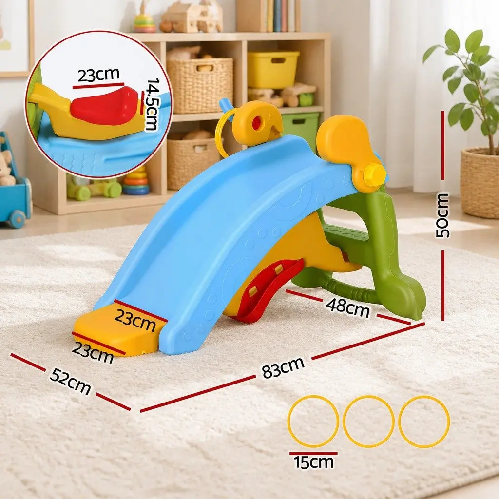 Kids Activity Playset Slide Rocking Horse Ring Toss Indoor Multicolour