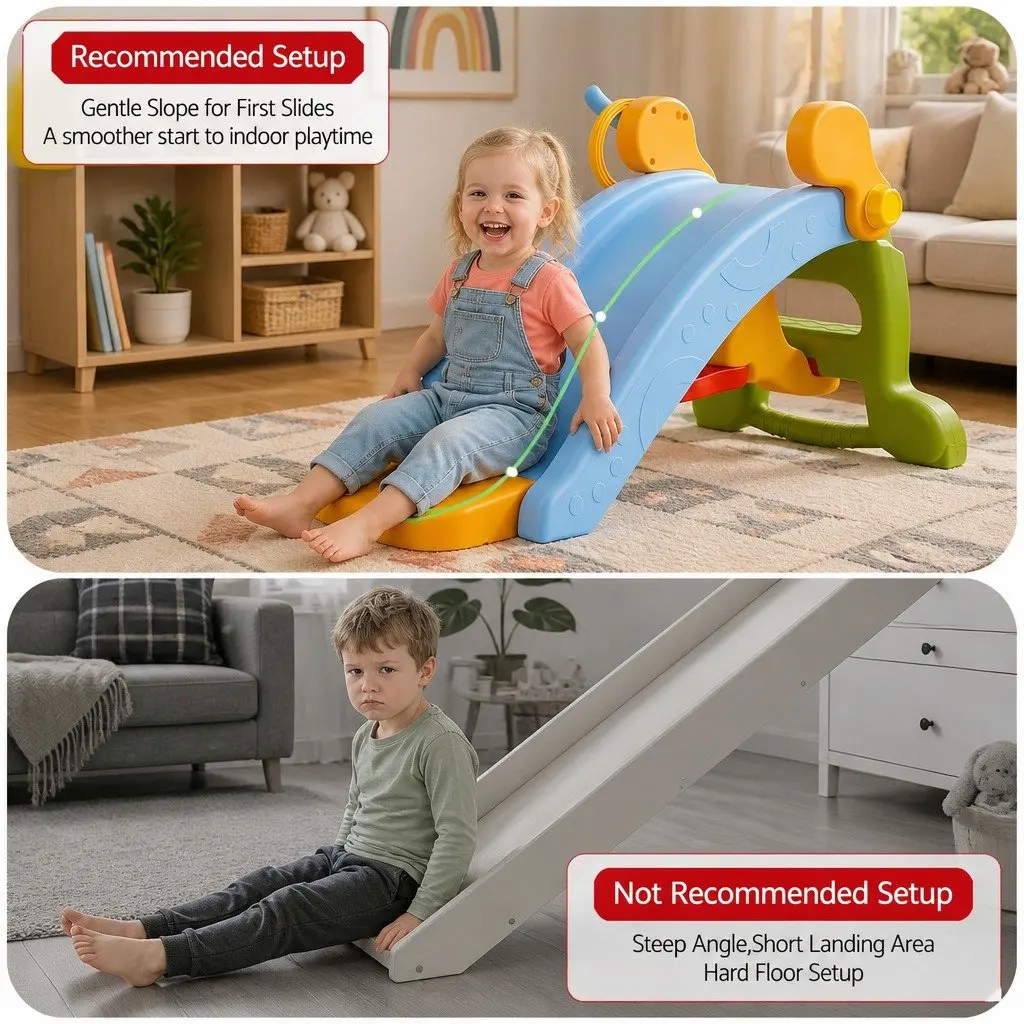 Kids Activity Playset Slide Rocking Horse Ring Toss Indoor Multicolour