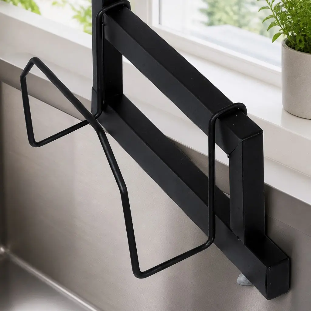 Dish Drying Rack Over Sink 85cm Stainless Steel 2-Tier Kitchen Organizer Black