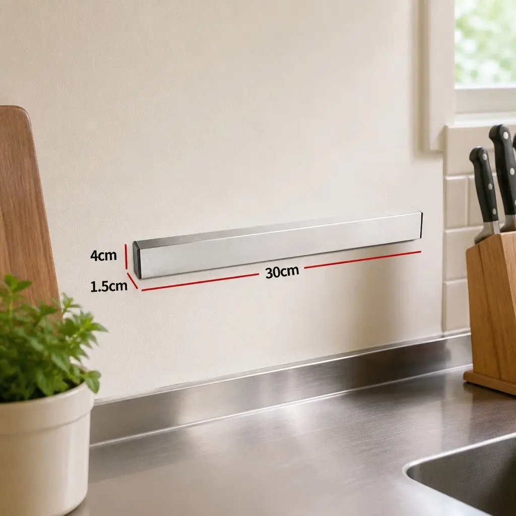 Magnetic Knife Holder Wall-Mounted Kitchen Storage Rack 50cm Silver