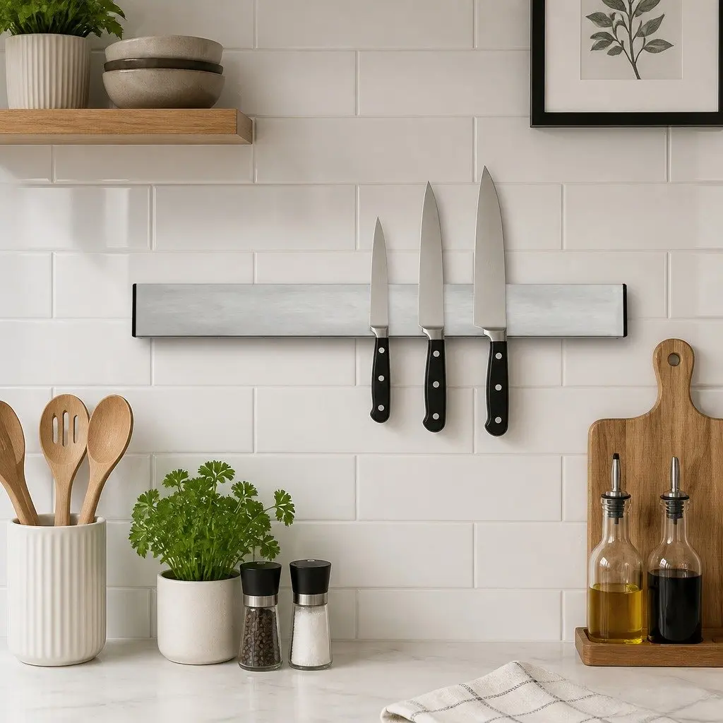 Magnetic Knife Holder Wall-Mounted Kitchen Storage Rack 50cm Silver
