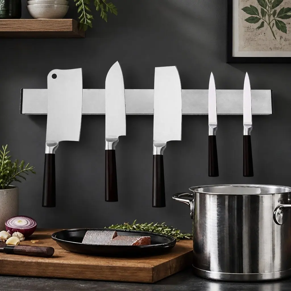 Magnetic Knife Holder Wall-Mounted Kitchen Storage Rack 50cm Silver