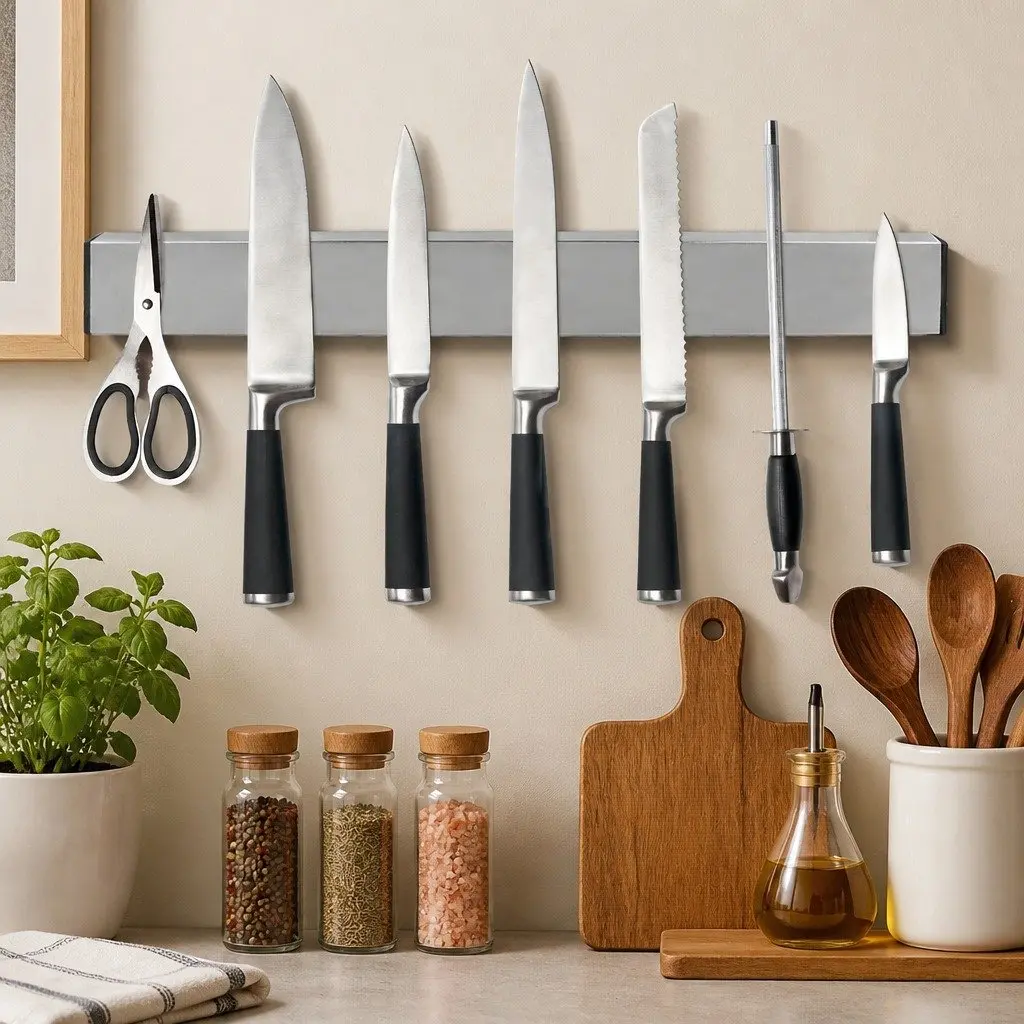 Magnetic Knife Holder Wall-Mounted Kitchen Storage Rack 50cm Silver