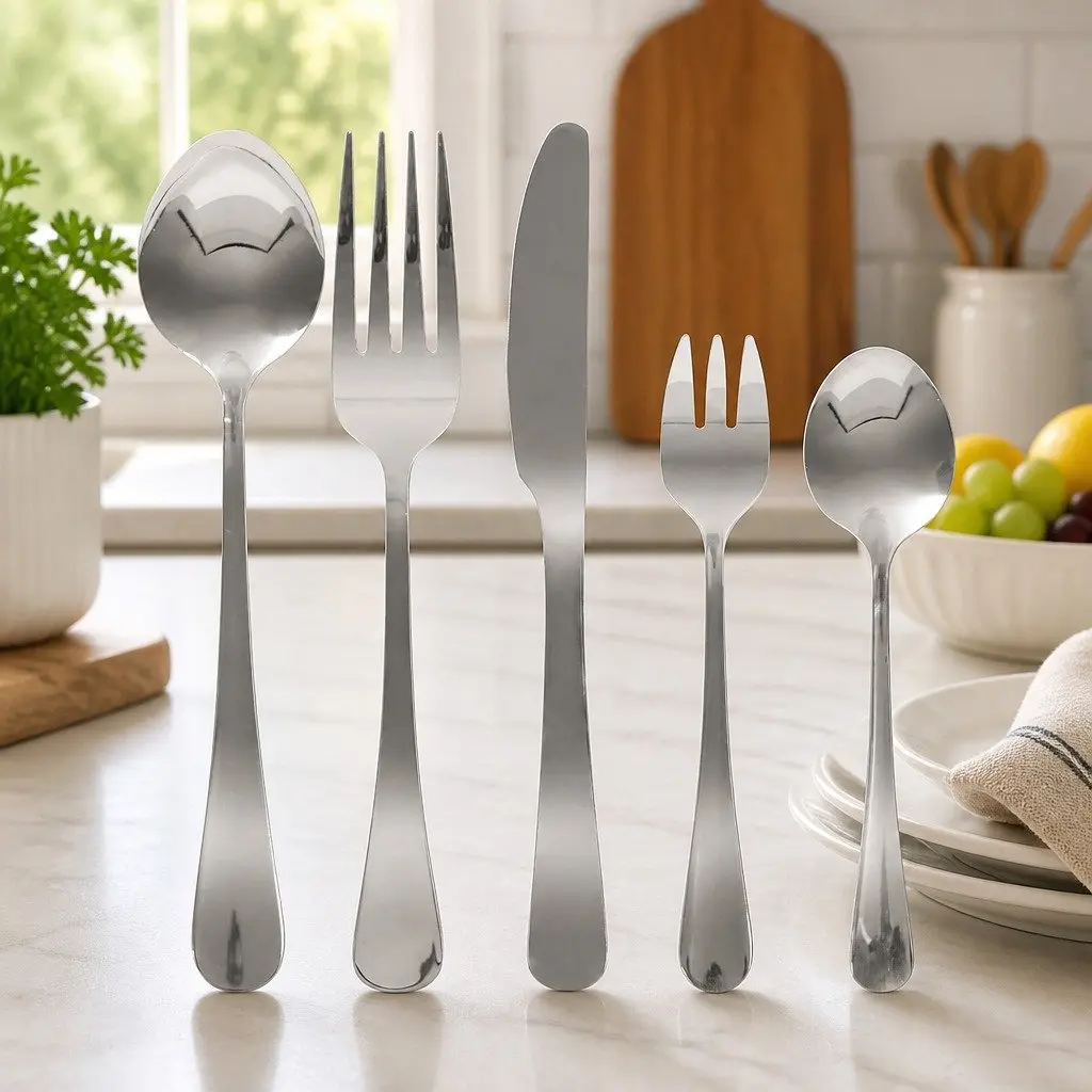 30 Piece Cutlery Set Stainless Steel Forks Knives Spoons Silver Dining