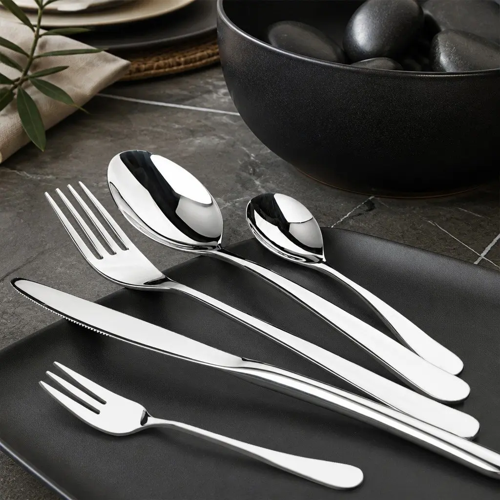 30 Piece Cutlery Set Stainless Steel Forks Knives Spoons Silver Dining