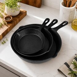 3-Piece Frying Pan Set: Cast Iron Durability Meets Practicality