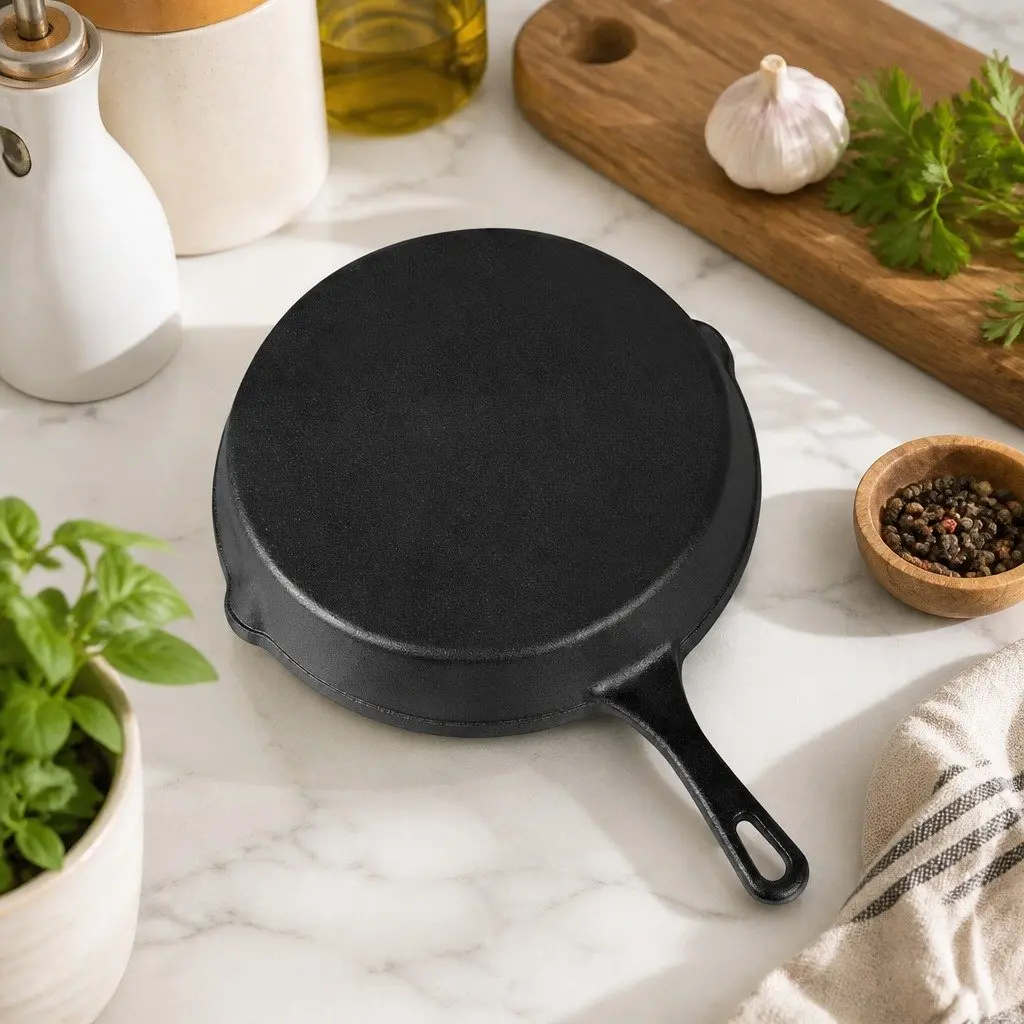 Cast Iron Frying Pan Set Non-Stick Cookware 3 Piece Black