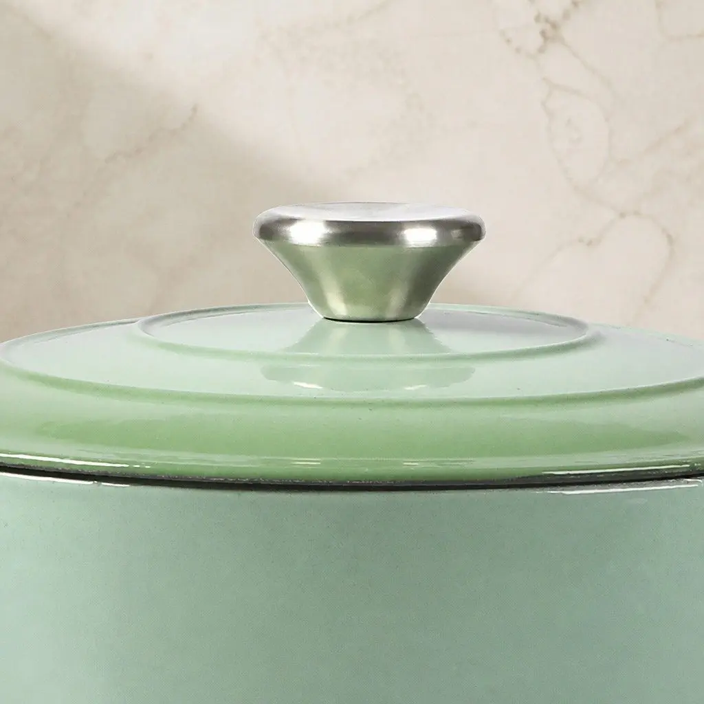 Cast Iron Dutch Oven Pot 4L Green Enamel Coating Heavy Duty Stovetop Oven