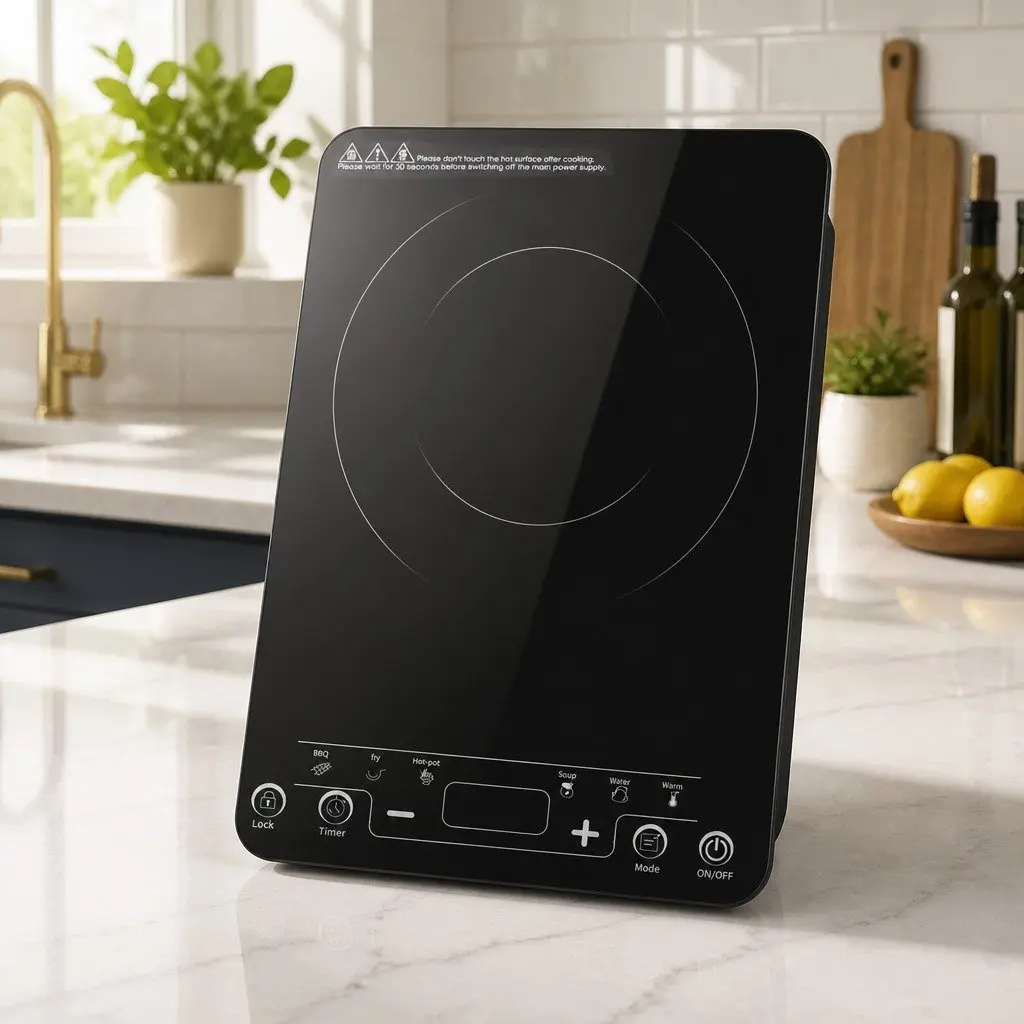 Portable Induction Cooktop Single Burner Electric Hot Plate 35cm Black