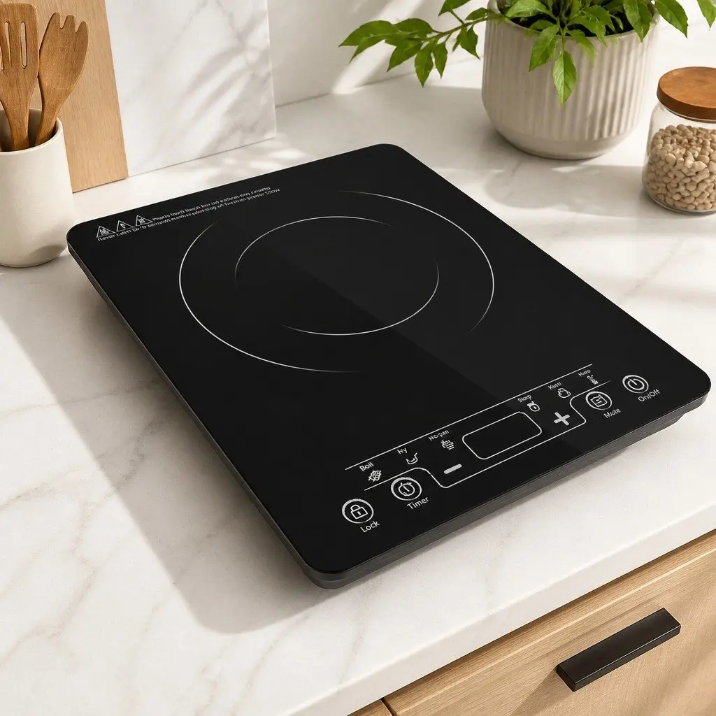 Portable Induction Cooktop Single Burner Electric Hot Plate 35cm Black